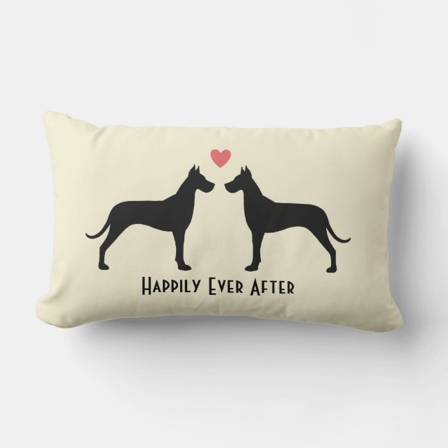 Great dane Bröllop Hundar | Lycklig par Anpassning Lumbarkudde (Framsida)