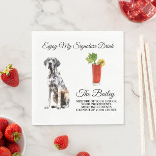 Great dane Bröllop Namnteckning dryck Napkins Pappersservett