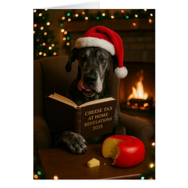 Great Dane 'Cheese Tax' Christmas card Hälsningskort (Framsidan)