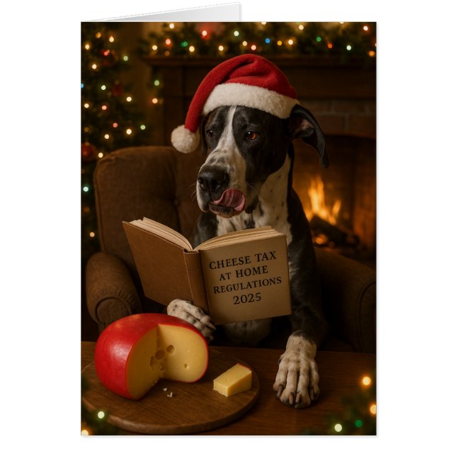 Great Dane 'Cheese Tax' Christmas card Hälsningskort (Framsidan)