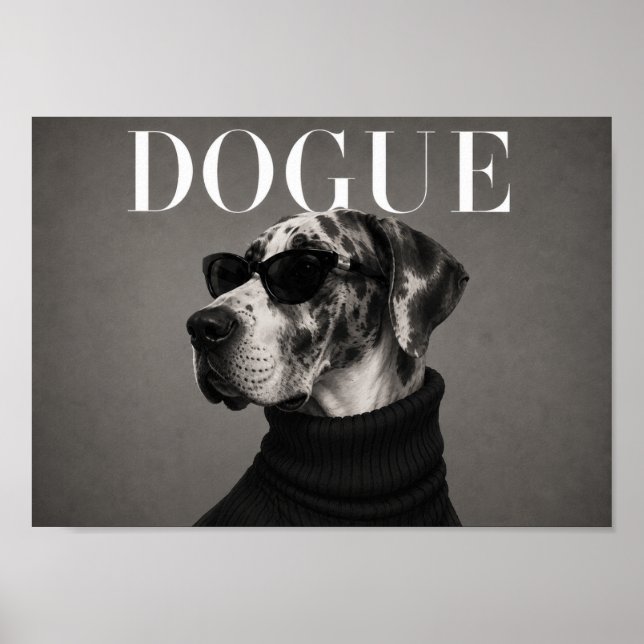Great Dane Chic Mode Hund Konsttryck Poster (Framsidan)