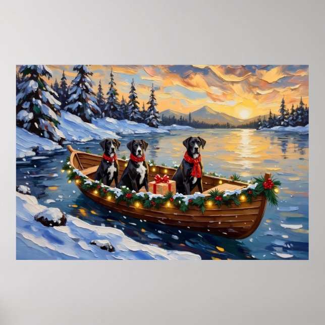 Great Dane Christmas Boat Holiday Poster (Framsidan)