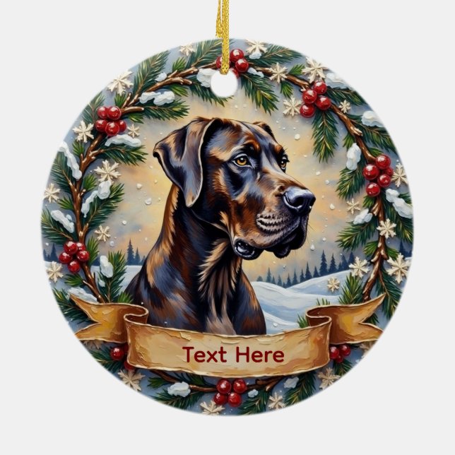 Great Dane Christmas Julgransprydnad Keramik (Baksidan)