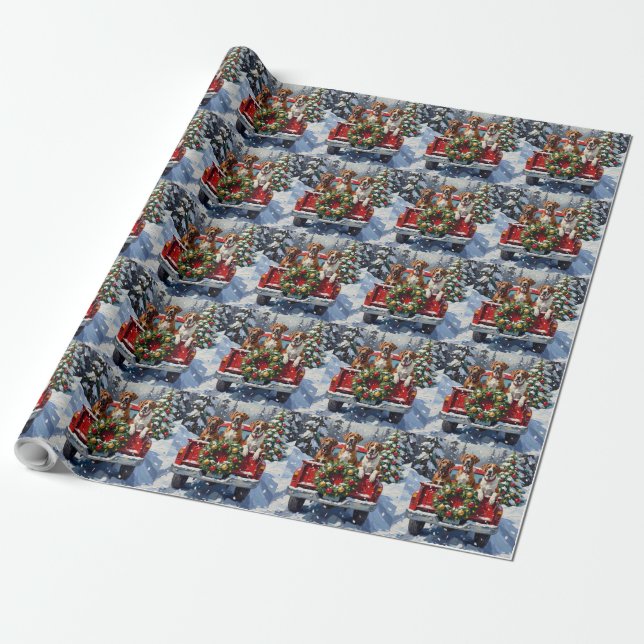 Great Dane Christmas Red Truck Holiday Presentpapper (Utrullad)