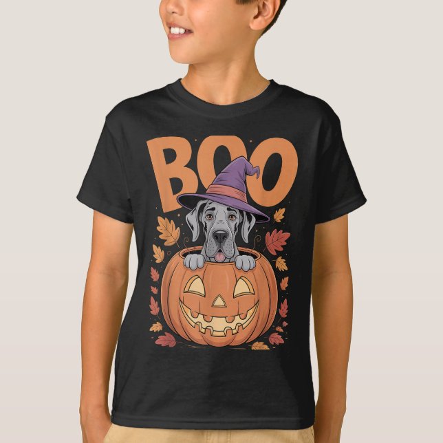 Great Dane Costume On Pumpkin Halloween Great Dane T Shirt (Framsida)