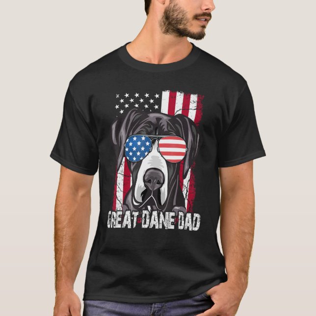 Great-Dane Dad Father Day  American Flag Dog 4th o T Shirt (Framsida)