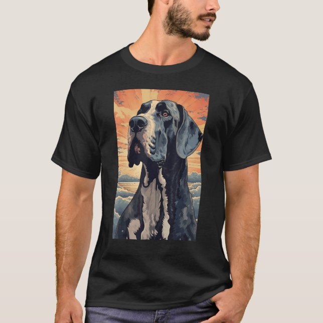 Great Dane Dog Aesthetic Japanese Ukiyo e 1 T Shirt (Framsida)