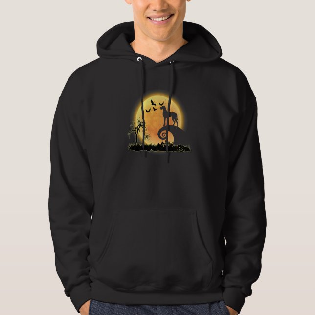 Great Dane Dog And Moon  Scary Halloween Costume Hoodie (Framsida)