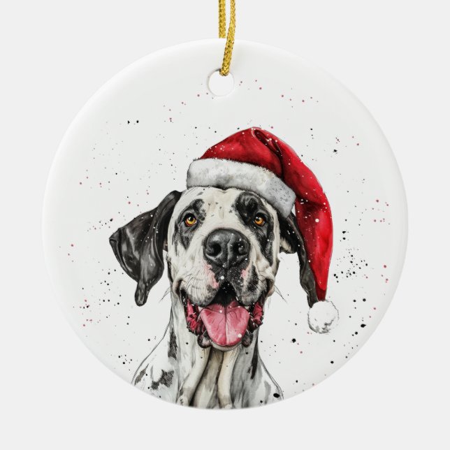 Great Dane Dog Christmas Personalized Julgransprydnad Keramik (Framsidan)