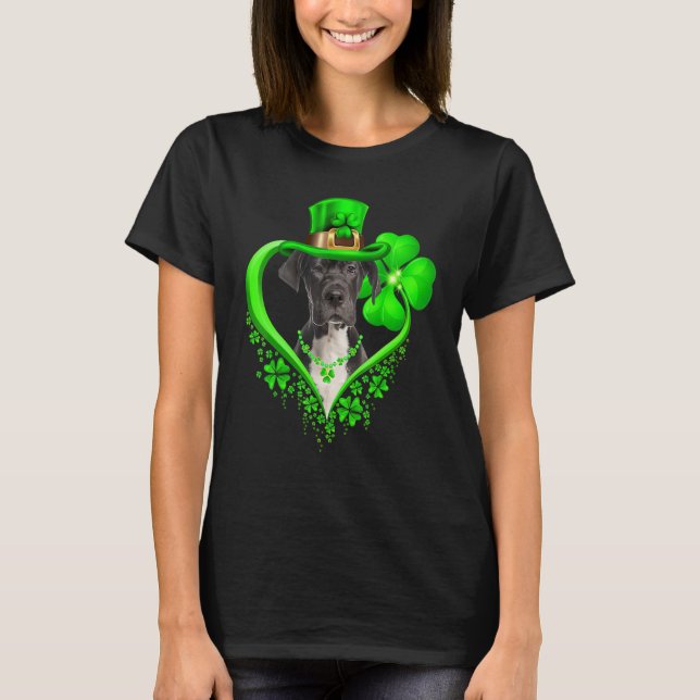 Great Dane Dog St Patricks Day Lover Irish Shamroc T Shirt (Framsida)