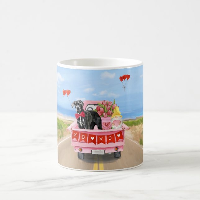 Great Dane Dog Valentine's Day Truck Kaffemugg (Center)