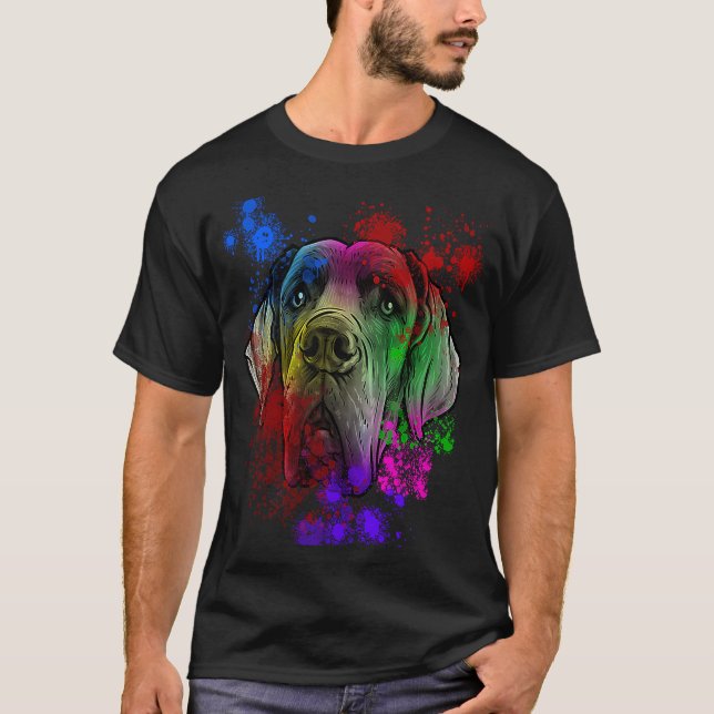 Great Dane Dog with Splash Art T Shirt (Framsida)