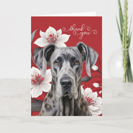 Great Dane Dog with White Lilies on Red Tack Kort
