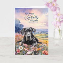 Great Dane Dog with Wildflowers Pet Sympathy Kort