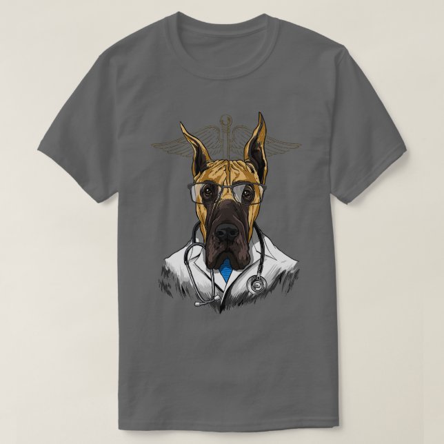Great dane Dogtor Vet Veterinarian Hund Doktor T Shirt (Design framsida)
