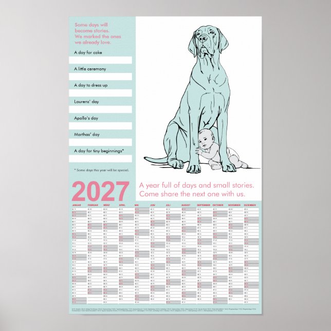 Great Dane Dold Kalender 2027 Poster (Framsidan)