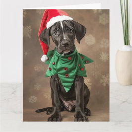 Great dane Elf Puppy-julkort Kort