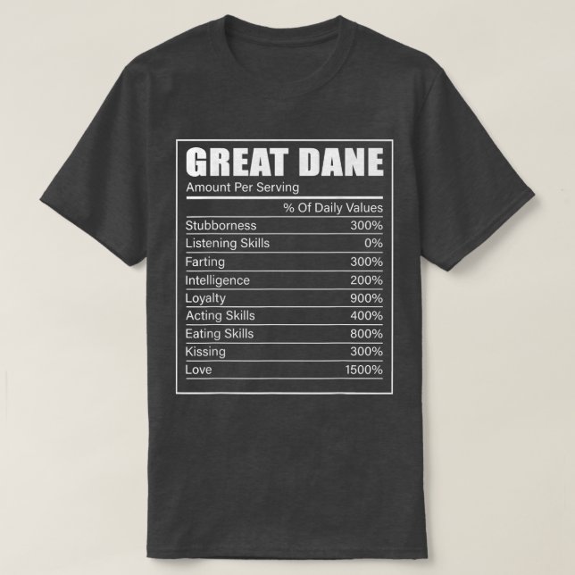 Great dane Facts Hund Älskare Great dane Great dan T Shirt (Design framsida)