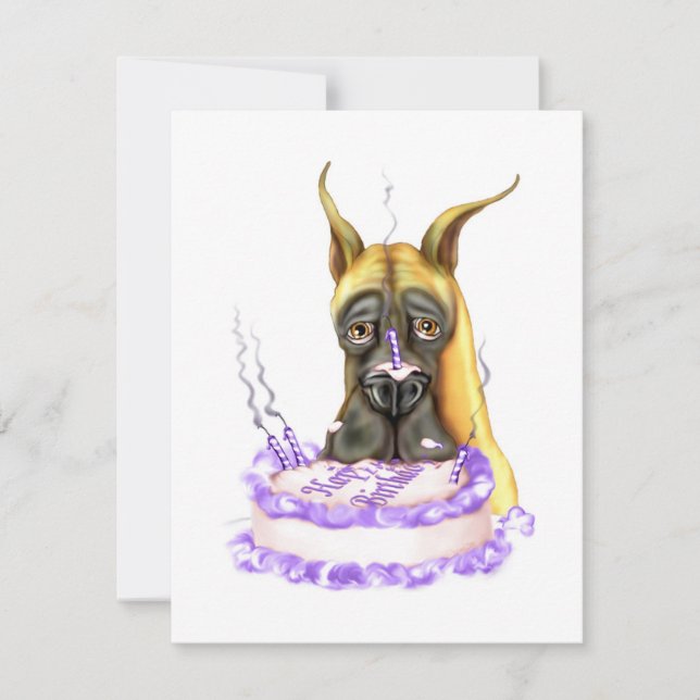 Great dane Fawn Birthday Cake Inbjudningar (Framsida)