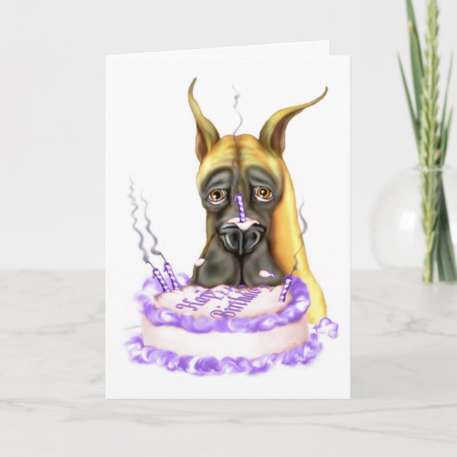 Great dane Fawn Birthday Cake Kort (Framsida)