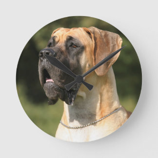 Great Dane - fawn / Deutsche Dogge - gelb Rund Klocka