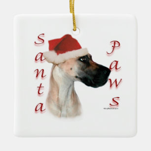 Great dane (fawn) Santa Tassar Julgransprydnad Keramik
