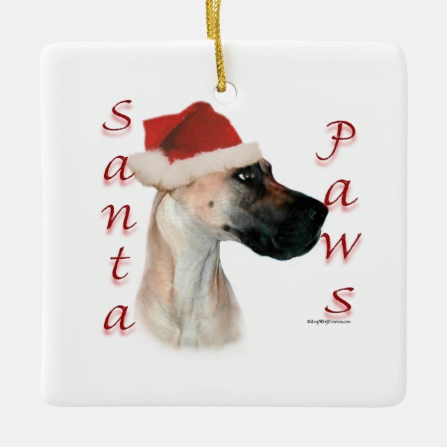 Great dane (fawn) Santa Tassar Julgransprydnad Keramik (Framsida)