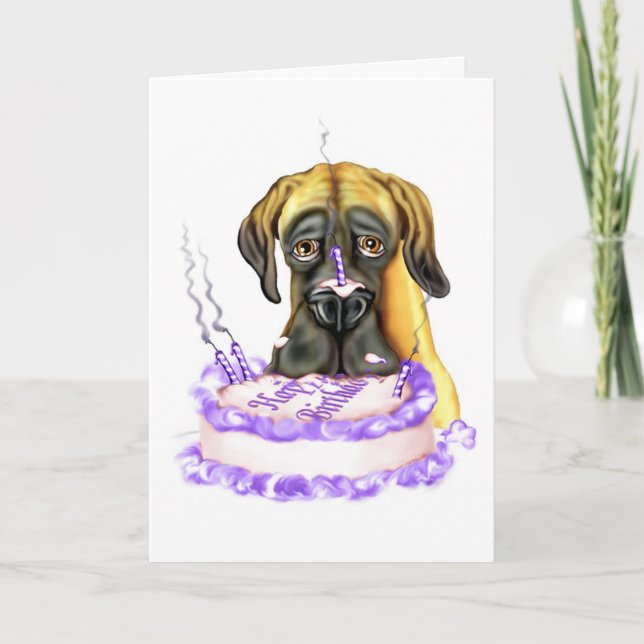 Great dane Fawn UC Birthday Cake Kort (Framsida)