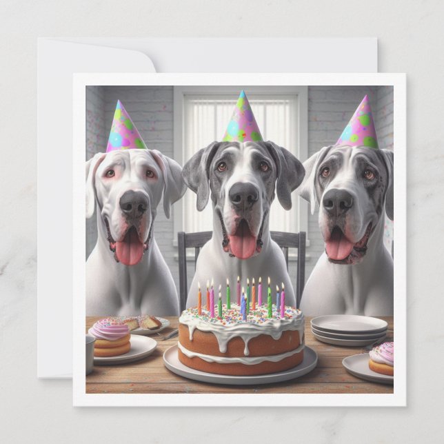 Great dane födelsedagsinbjudan, Hund födelsedag Inbjudningar (Framsida)