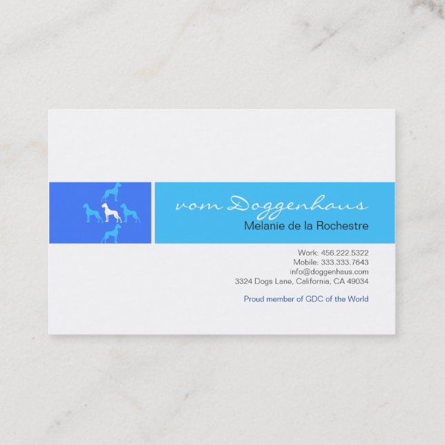 Great dane formell visitkort (Baksida)