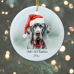 Great dane Första julen Personlig Vattenfärg Julgransprydnad Keramik