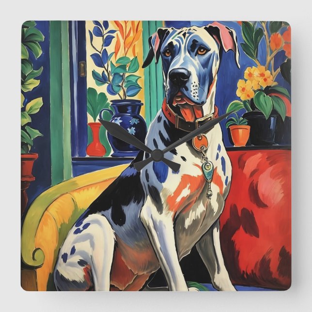 Great dane fyrkantig klocka (Framsida)