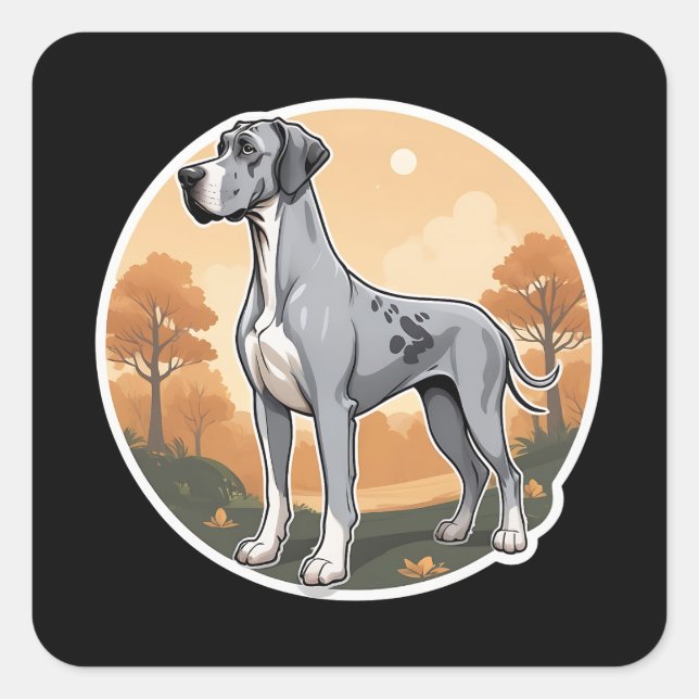 Great dane fyrkantigt klistermärke (Framsida)