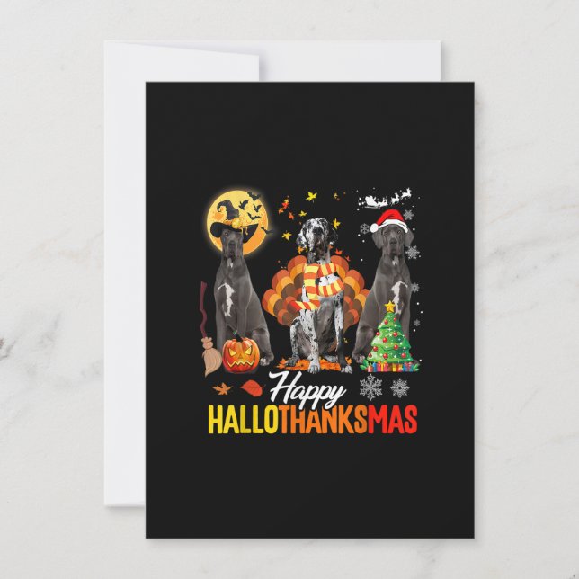 Great Dane Glad Hallothanksmas Halloween Tack till Inbjudningar (Framsida)