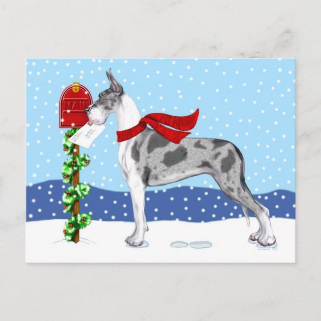 Great dane God Jul Mail Merle Helg Vykort (Framsida)