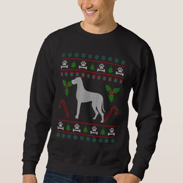 Great dane God jul Rolig hund Lång Ärmad Tröja (Framsida)