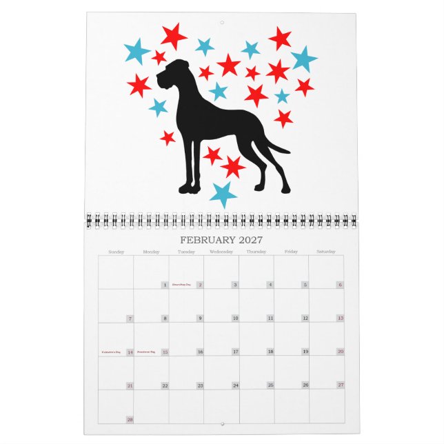 Great Dane-grafik Kalender (Feb 2027)