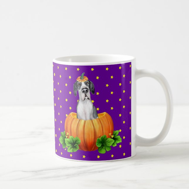 Great dane Halloween Fawn/Mantle UC Stars anpassni Kaffemugg (Höger)