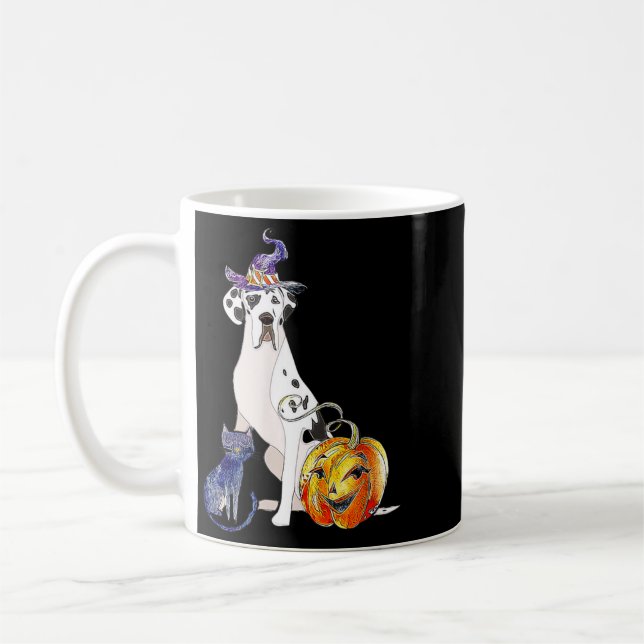 Great Dane Halloween Hund Harlequin Kaffemugg (Vänster)