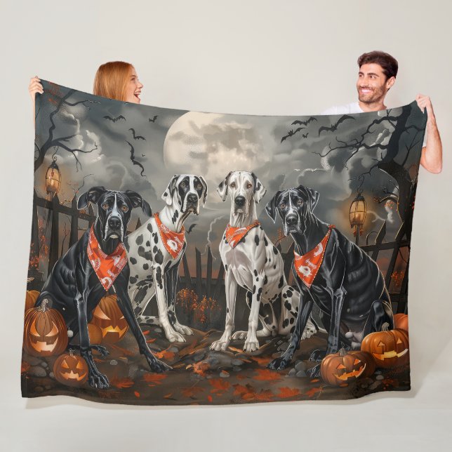 Great Dane Halloween Kuslig Fleecefilt (På plats)