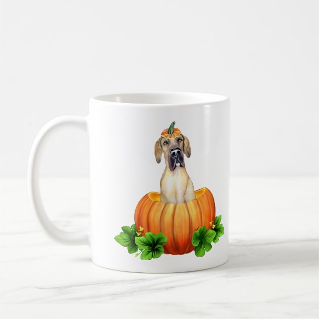 Great dane Halloween Mantle/Fawn anpassningsbar RR Kaffemugg (Vänster)