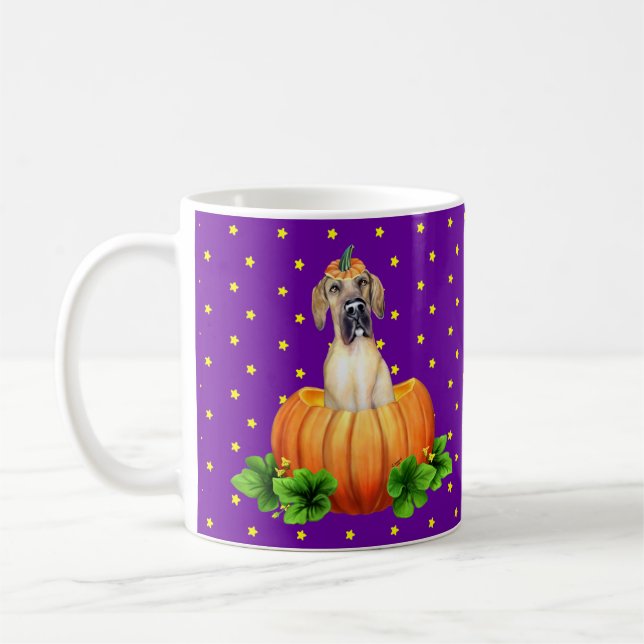 Great dane Halloween Mantle/Fawn Stars anpassnings Kaffemugg (Vänster)