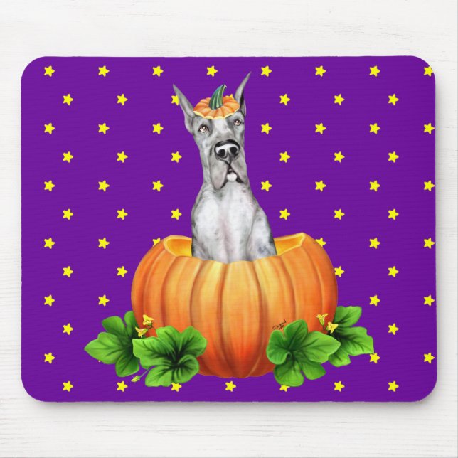 Great dane Halloween Merle Dane-O-Lantern Musmatta (Framsidan)