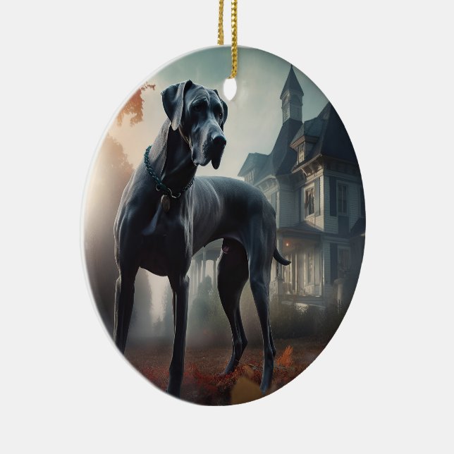Great dane Halloween Scary Julgransprydnad Keramik (Höger)