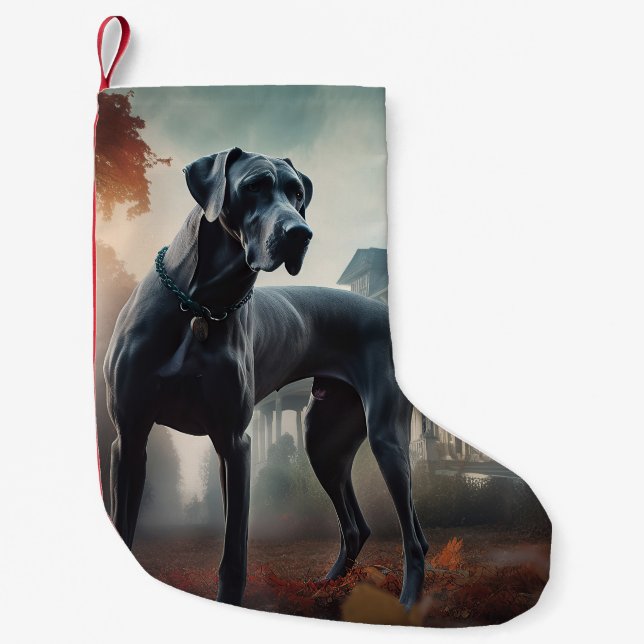 Great dane Halloween Scary Liten Julstrumpa (Framsidan)