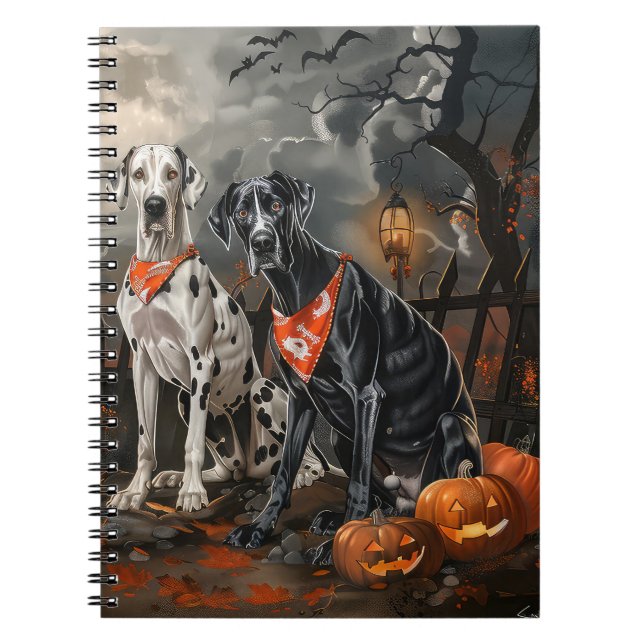 Great dane Halloween Spooky Anteckningsbok (Framsidan)