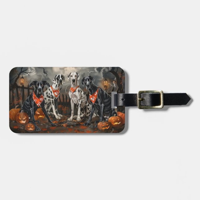 Great dane Halloween Spooky Bagagebricka (Horisontell Framsida)
