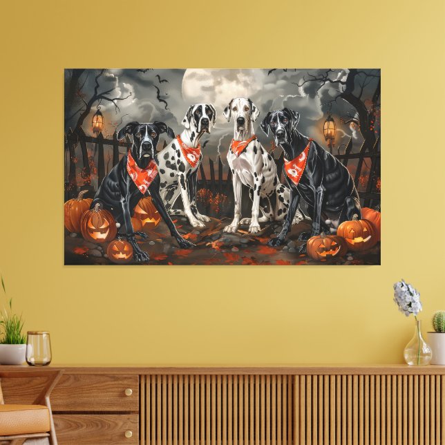 Great dane Halloween Spooky Canvastryck (Insitu (Vardagsrum))