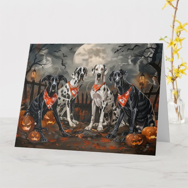 Great dane Halloween Spooky Kort (Gul blomma)