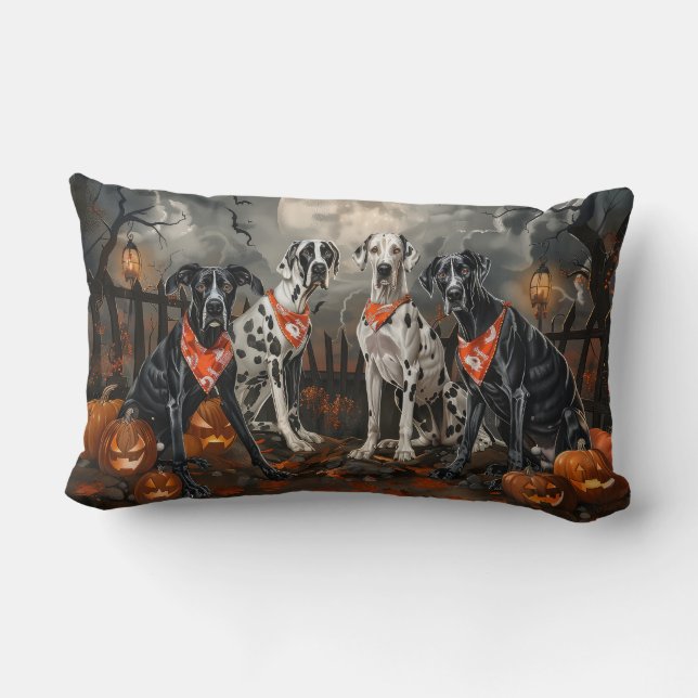Great dane Halloween Spooky Lumbarkudde (Baksida)
